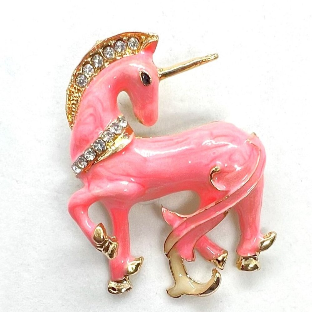 Pink UNICORN Horse Brooch & PENDANT